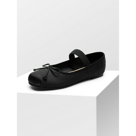 Women’s Satin Ballerina Bow Knot Ballet Flats With Elastic Strap