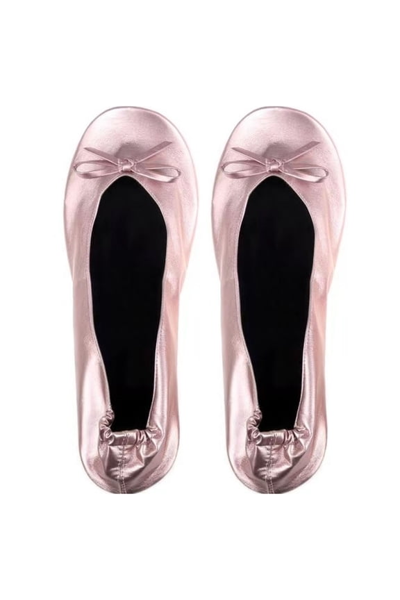 Women's Satin Ballerina Slippers with Soft Tie Bow and Suede Sole