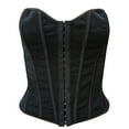 thumbnail image 1 of Women's Satin Boned Overbust Corset Strapless Shapewear with Lace Up Black M, 1 of 8
