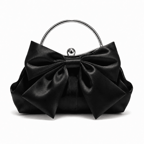 REMANLAND Women's Satin Evening Clutch, Black