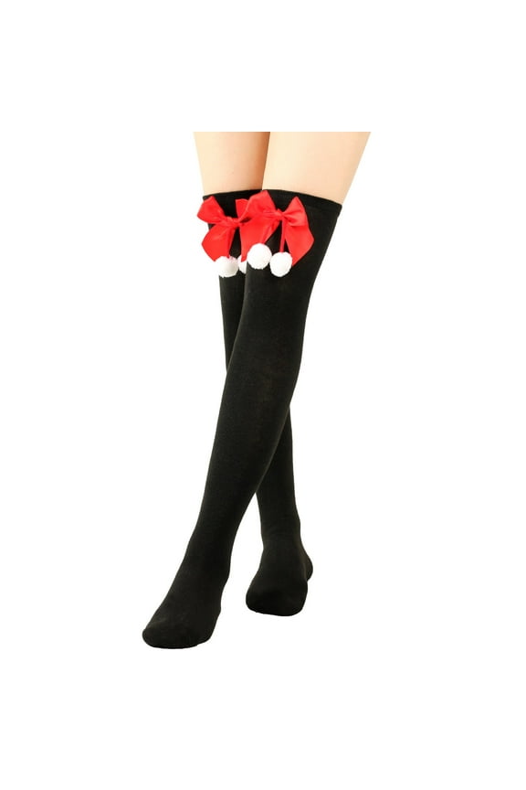Women's Satin Bow Stockings Thigh High Over Knee Stockings Holidays Halloween Christmas Tights Festi Long Socks