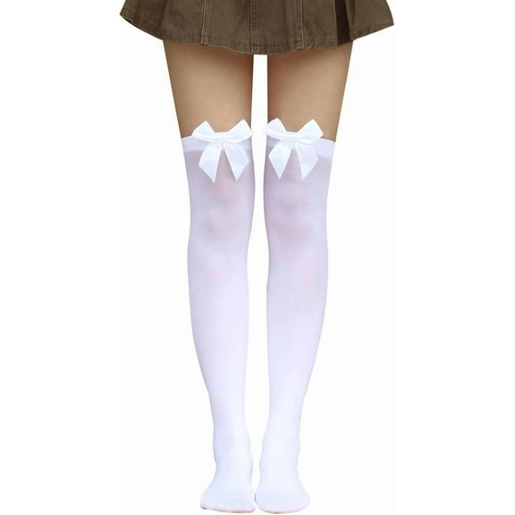 Women's Satin Bow Stockings Thigh High Over Knee Stockings