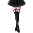 thumbnail image 1 of Women's Satin Bows Thigh High Stockings Hold-ups Snag-Resistant Knee High Long Socks, 1 of 12