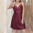 thumbnail image 1 of Women's Satin Chemise Nightgown Sleeveless Lace Silk Slip Lingerie Dress Sexy V Neck Nighties Sleepwear, 1 of 5