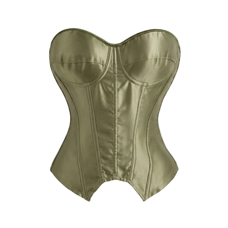 Women's Satin Corset Bustier Strapless Molded Cup Side Zipper