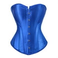 thumbnail image 1 of Women's Satin Corsets Top Plus Size Gothic Overbust Corset Lace up Vintage Bustier Corset Blue Size L, 1 of 5