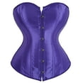 thumbnail image 1 of Women's Satin Corsets Top Plus Size Gothic Overbust Corset Lace up Vintage Bustier Corset Deep Purple Size 4XL, 1 of 6