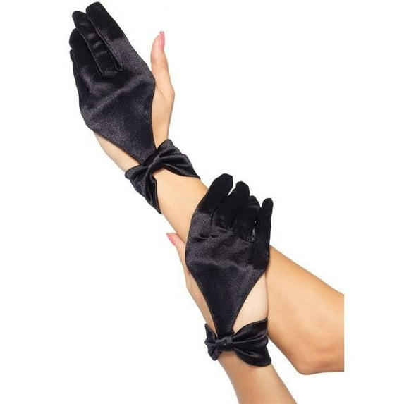 Women's Satin Gloves, Black, One Size