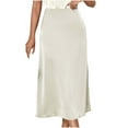 thumbnail image 1 of Women's Satin High Waisted Maxi Skirts Dressy Elegant Flared A-Line Long Skirts Trendy 2025 Summer New Casual Skirt, 1 of 5