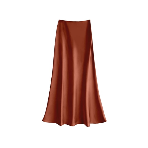Women's Satin High Waisted Maxi Skirts Waistband Elegant Casual A Line Long Skirt(Color:Coffee,Size:5XL)