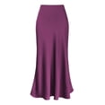 thumbnail image 1 of Women's Satin High Waisted Maxi Skirts Waistband Elegant Casual A Line Long Skirt(Color:Hot Pink,Size:M), 1 of 2