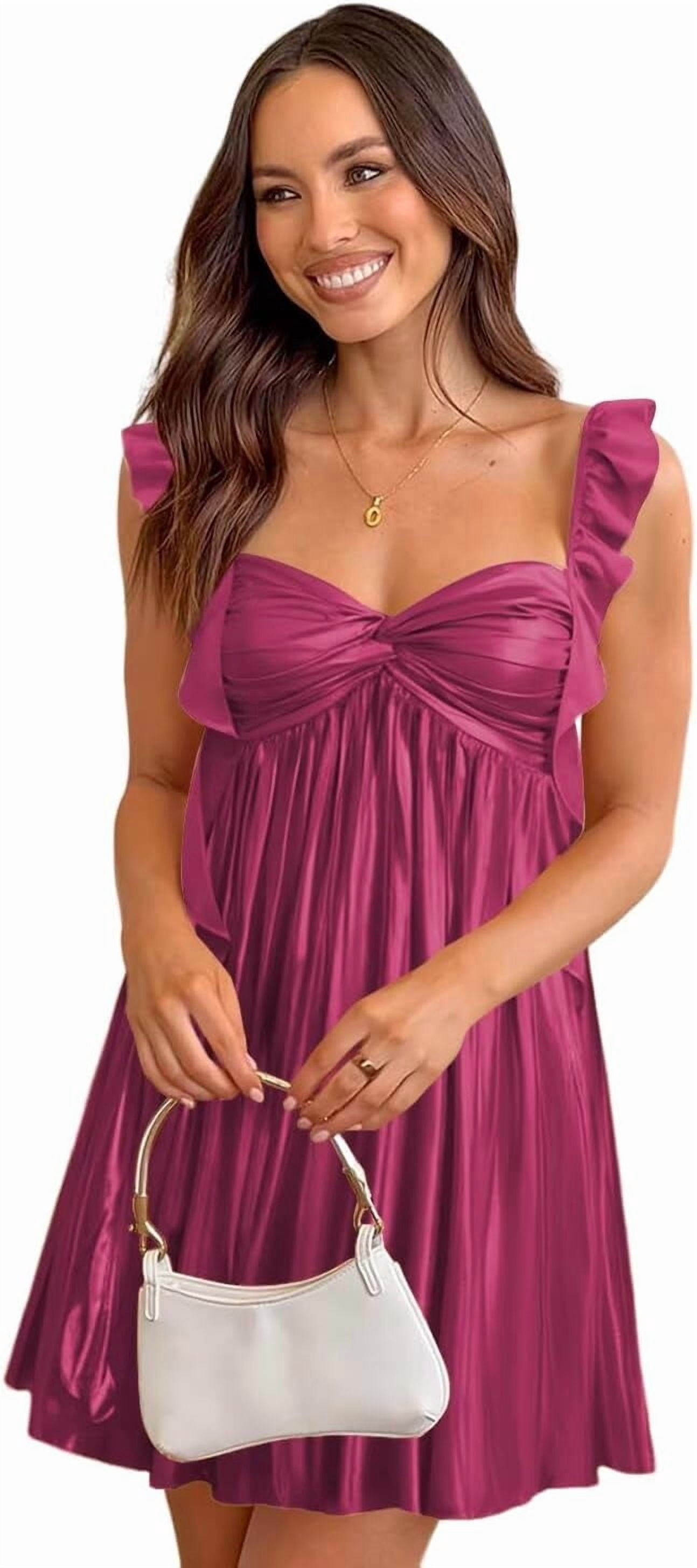 How To Ruffle Pasta Women's Satin Homecoming Dresses Short Spaghetti Straps Sweetheart Prom ...