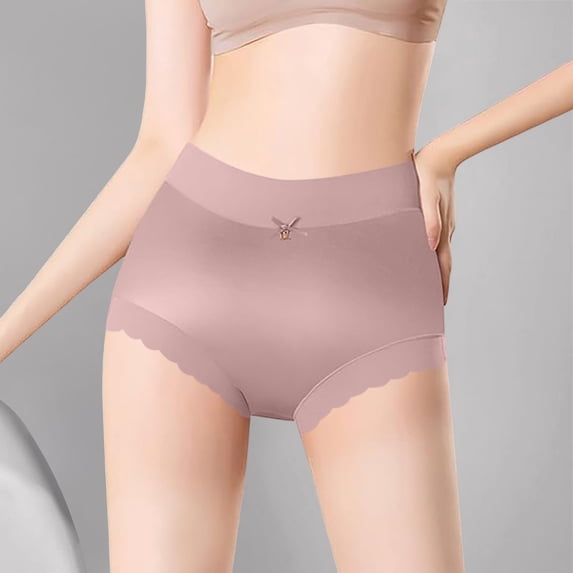 Women's Satin Ice Silk Seamless High Waisted Plus Size Briefs for Everyday Comfort and Smooth Fit, M, Watermelon Red