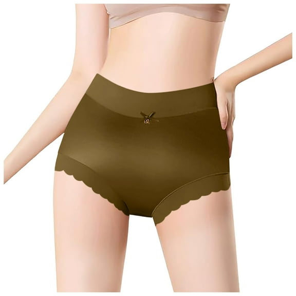 Women's Satin Ice Silk Seamless High Waisted Underwear Soft Comfortable Breathable Plus Size Panties for Daily Wear