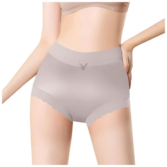 Women's Satin Ice Silk Seamless High Waisted Underwear Soft Comfortable Breathable Plus Size Panties for Daily Wear