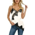 thumbnail image 1 of Women's Satin Lace Camisole Tank Top Sleeveless Lace Trim Spaghetti Strap Top Lightweight Soft Loungewear Top,M,White, 1 of 3