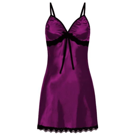 Women's Satin Lace Nightgown – Short Sleepwear Chemise, Purple, Medium