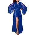 thumbnail image 1 of Women‘s Satin & Lace Trim Long Nightgown - Elegant Slip Dress with Matching Robe for Special Occasions, 1 of 4