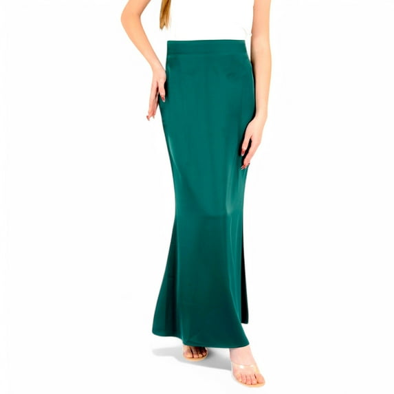 Women's Satin Maxi Skirt With High Waist And Flowing A-Line Design- Green,Medium