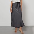 thumbnail image 1 of Women's Satin Maxi Skirts 2026 Spring High Waisted Flowy Long Silk A Line Elegant Business Casual Formal Slip Skirt Dark Gray M, 1 of 3