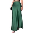 thumbnail image 1 of Women's Satin Maxi Skirts 2026 Spring High Waisted Flowy Long Silk A Line Elegant Business Casual Formal Slip Skirt Fluorescent Green L, 1 of 3
