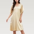 thumbnail image 1 of Women's Satin Midi Dress with V-Neckline and Flutter Sleeves for a Relaxed Elegant Fit - X Large, Light Beige, 1 of 7