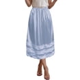 thumbnail image 1 of Women's Satin Midi Half Slip Skirt with Lace Trim, Elastic Waist A-Line Silky Underskirt, Soft Under Dress Skirt for Women Office Date Night Daily Wear, 1 of 8