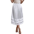 thumbnail image 1 of Women's Satin Midi Half Slip Skirt with Lace Trim, Elastic Waist A-Line Silky Underskirt, Soft Under Dress Skirt for Women Office Date Night Daily Wear, 1 of 8