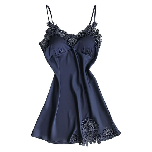 Women's Satin Mini Nightdress Silk Underwear Spaghetti Strap Cami Dress Sleepwear Chemise Nightgown Pajamas
