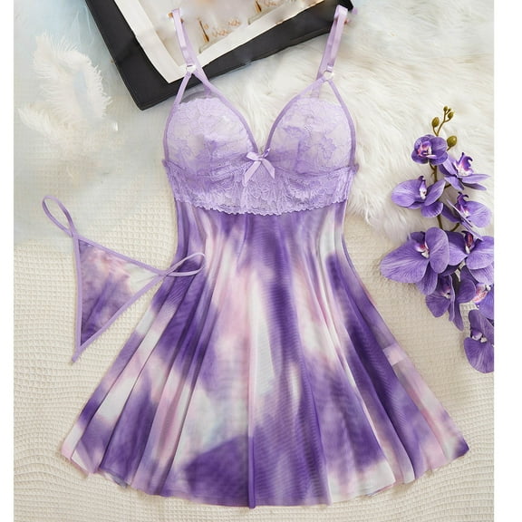 Women's Satin Nightgown Plus Size V Neck Pajama Dress Soft Nightshirt Sleeveless Nightdress Chemise Purple M