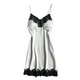 thumbnail image 1 of Women's Satin Nightgown Silk Slip Dress Sleepwear Sexy V Neck Short Nightwear White S, 1 of 3