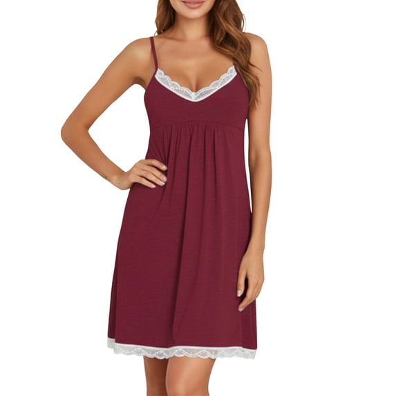 Women's Satin Nursing Nightgown Lace Sleepwear Tank Dress Lightweight Maternity Sleep Dress Soft V Neck Nightshirt for Pregnant Lady Loungewear