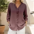 thumbnail image 1 of Women's Satin Ombre Top, Three Quarter Sleeve Gradient Print Blouse, Luxe Casual Shirt for Evening Parties or Date Nights,Light Brown - L, 1 of 5