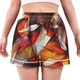 thumbnail image 1 of Women's Satin Pajama Shorts Abstract Dragonflies with Pockets, Elastic Waist Sleep Lounge Shorts, 1 of 7