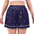thumbnail image 1 of Women's Satin Pajama Shorts Advanced Fruit Pattern with Pockets, Elastic Waist Sleep Lounge Shorts, 1 of 7
