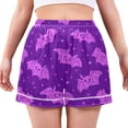 thumbnail image 1 of Women's Satin Pajama Shorts Cute Bat Cartoon Pattern with Pockets, Elastic Waist Sleep Lounge Shorts, 1 of 7