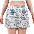 thumbnail image 1 of Women's Satin Pajama Shorts Cute Doodles Of Various Animals with Pockets, Elastic Waist Sleep Lounge Shorts, 1 of 7