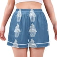 thumbnail image 1 of Women's Satin Pajama Shorts Ice Cream Pattern with Pockets, Elastic Waist Sleep Lounge Shorts, 1 of 7