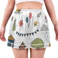 thumbnail image 1 of Women's Satin Pajama Shorts Town Life with Dog with Pockets, Elastic Waist Sleep Lounge Shorts, 1 of 7