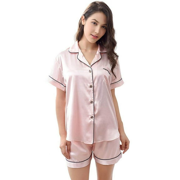 Women's Satin Pajamas Sleepwear Set Short and Long Button-Down PJ Set
