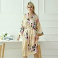thumbnail image 1 of Women's Satin Peacock Long Thin Bathrobe Silk-like Pajamas, 1 of 1