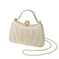 thumbnail image 1 of Women's Satin Pleated Rhinestone Evening Clutch Purse - Elegant Wedding Party Handbag with Chain for Prom Gala gold, 1 of 4