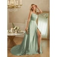 thumbnail image 1 of Women's Satin Prom Dresses Spaghetti Straps Split Bridesmaid Long Formal Wedding Guest Evening Party Dresses, 1 of 5
