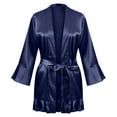 thumbnail image 1 of Women's Satin Robe Women's Nightgown ​Long Robe Nightwear Women Set Underwear Satin Pajama Coat Women Long Loose Robes Satin Robe for Women Dark Blue Xxl, 1 of 5