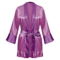 thumbnail image 1 of Women's Satin Robe Women's Nightgown ​Long Robe Nightwear Women Set Underwear Satin Pajama Coat Women Long Loose Robes Satin Robe for Women Purple1 Xl, 1 of 5