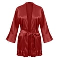 thumbnail image 1 of Women's Satin Robe Women's Nightgown ​Long Robe Nightwear Women Set Underwear Satin Pajama Coat Women Long Loose Robes Satin Robe for Women Red Xl, 1 of 5