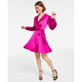 thumbnail image 1 of Women's Satin Shawl-Collar Fit & Flare Dress Fuschia 2, 1 of 1