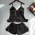 thumbnail image 1 of Women's Satin Silk Pajama Fashion Spaghetti Strap Sleepwear Lace Pijama, 1 of 1
