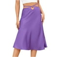thumbnail image 1 of BLVB Women's Satin Skirt High Waist Solid Color Lace Up Elegant Summer Skirts Casual Fishtail Work Party Flowy Midi Skirt, 1 of 7