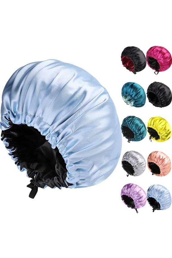 Women's Satin Sleep Cap, Double Layer Silky Fabric with Adjustable Back Buttons, Hair Protection Bonnet for Nighttime, Preventing Frizz and Breakage Light Purple